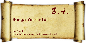 Bunya Asztrid névjegykártya